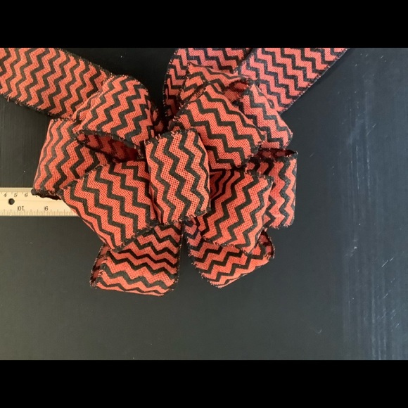 PRICE DROP - New Handmade 9 3/4 inch Orange and Black Fall Bow - Picture 6 of 6